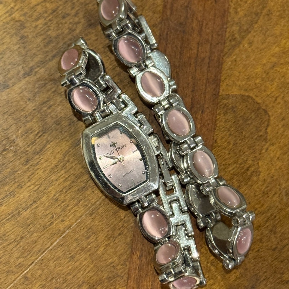Elegant Silver and Pink Women's Bracelet Set